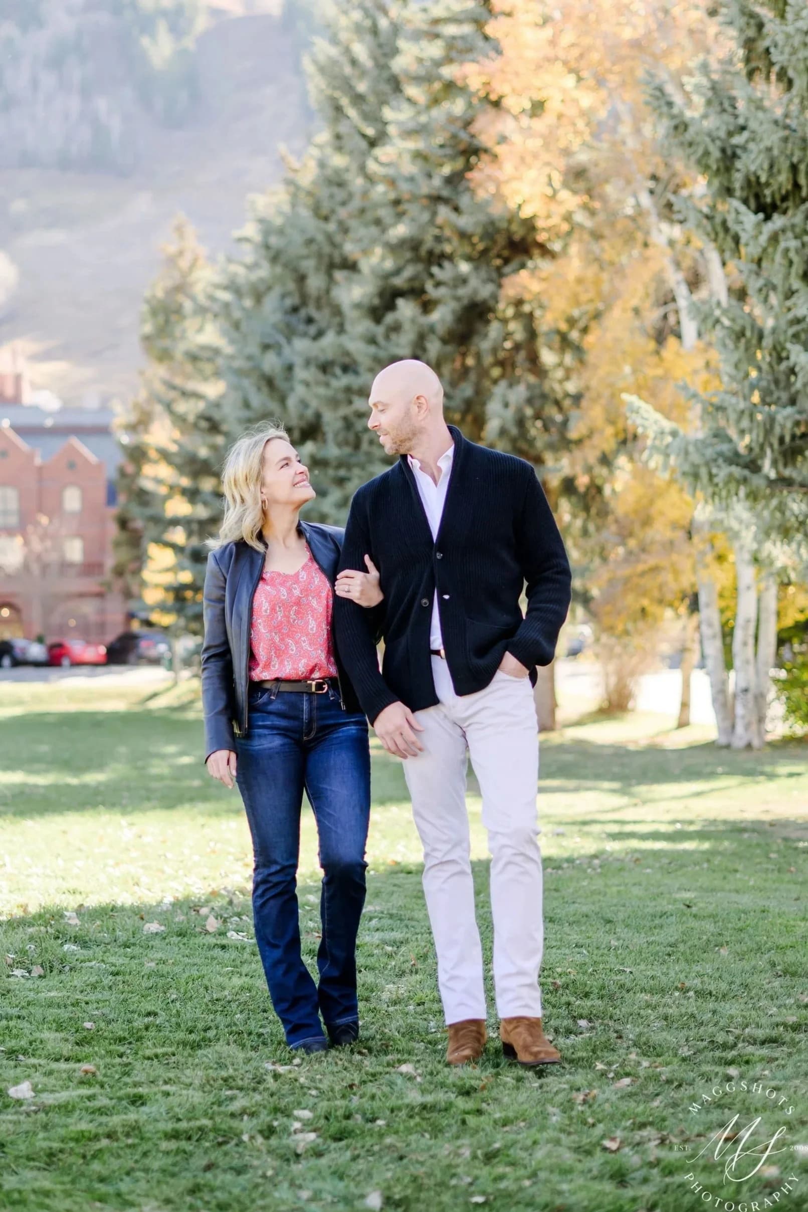 Sally and Zach walking together